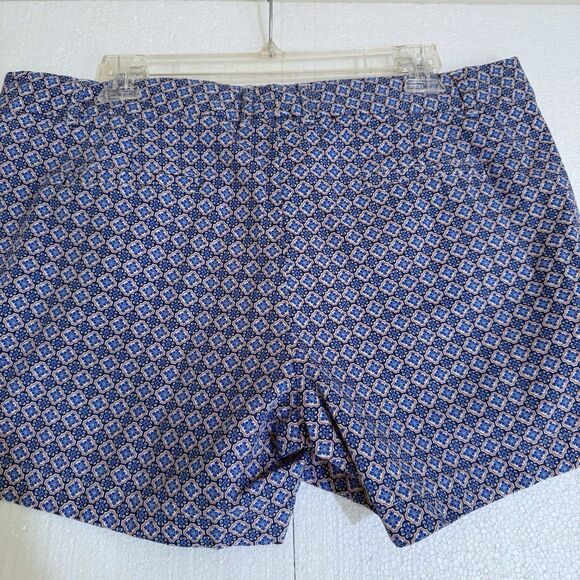 NWT Land N Sea Blue Orange‎ Geometric Print Flat Front Shorts Women 14 - Picture 6 of 12